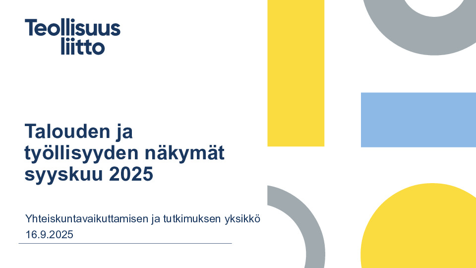 Talouden ja työllisyyden näkymät 09 2025